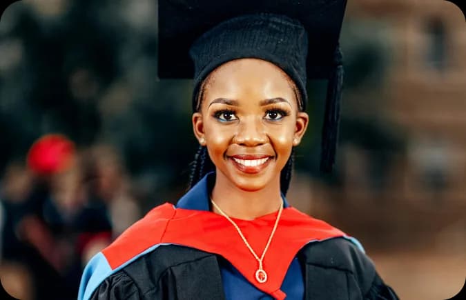 Mary in graduation gown