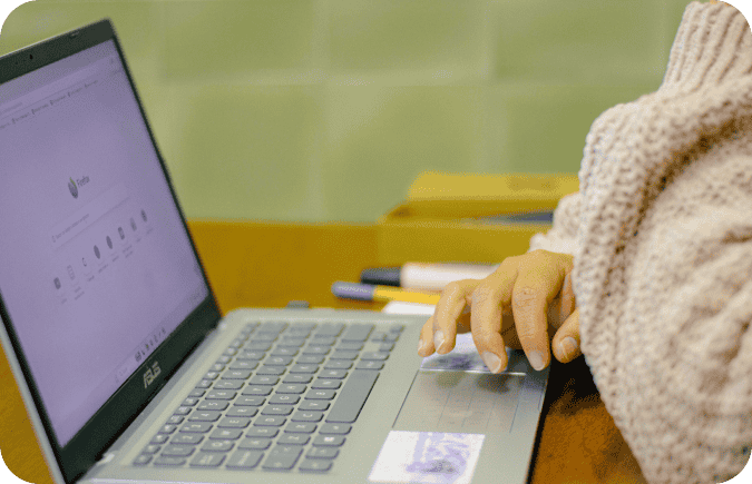 Learner using a laptop during digital skills training